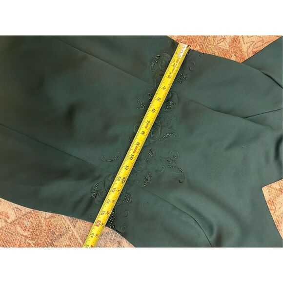 Maggy London Emerald Green Midi Satin Jeweled Detailing Dress, Size 10 - Picture 10 of 13